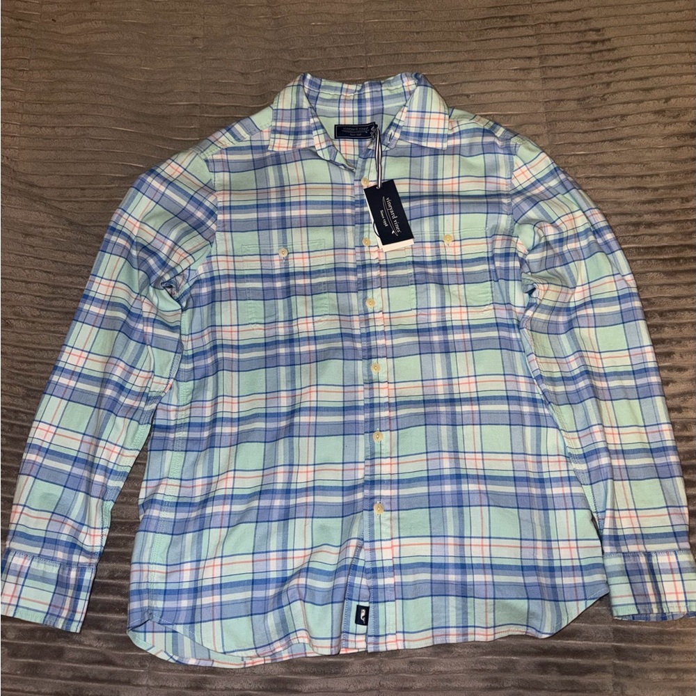 Classic Blue and Green Plaid Men's Shirt